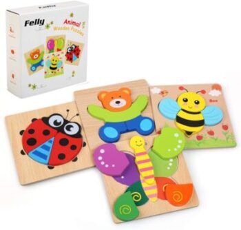 Felly Jouet Bebe - Puzzles de madera, juguetes Montessori para niños 1 2 3 7
