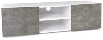 IDMarket - Mueble de TV ELI blanco con puertas efecto hormigón 2