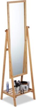 Relaxdays - Espejo de bambú sobre soporte 5