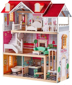 TOP BRIGHT- Casa de muñecas de madera con muebles y ascensor 1