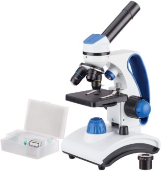 AmScope-Microscopio de luz doble para niños con lente de cristal 7