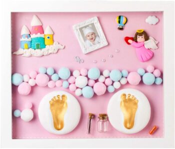 Kit de huellas de manos y pies del bebé y marco de fotos de huellas 19