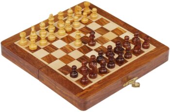 Juego de ajedrez hecho a mano en madera de palisandro y nogal 19
