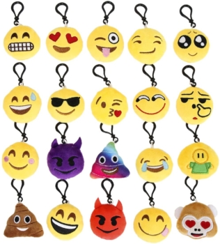 Cusfull Pack de 20 Mini Llaveros de Peluche Emoji 29